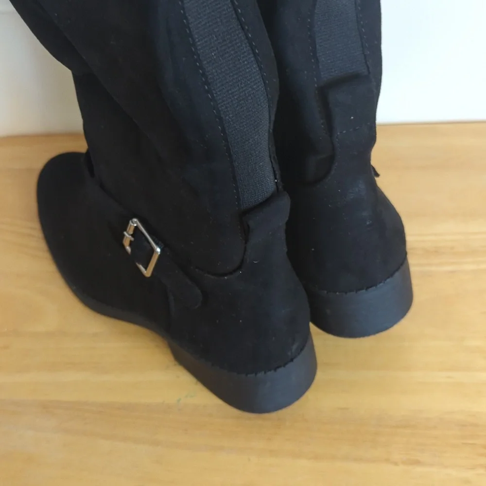 Sun‎ + Stone women's AnyaaWC Faux Leather Wide Calf Over The KneeBoots Size 7.5